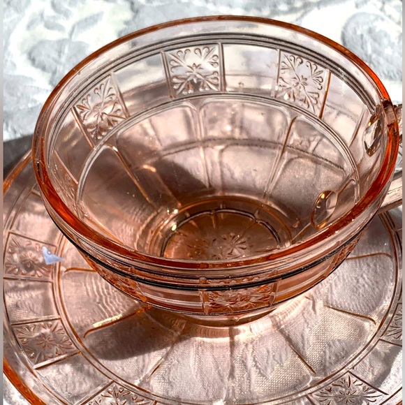 Pink Depression Glass Cup and Saucer - Picture 10 of 11